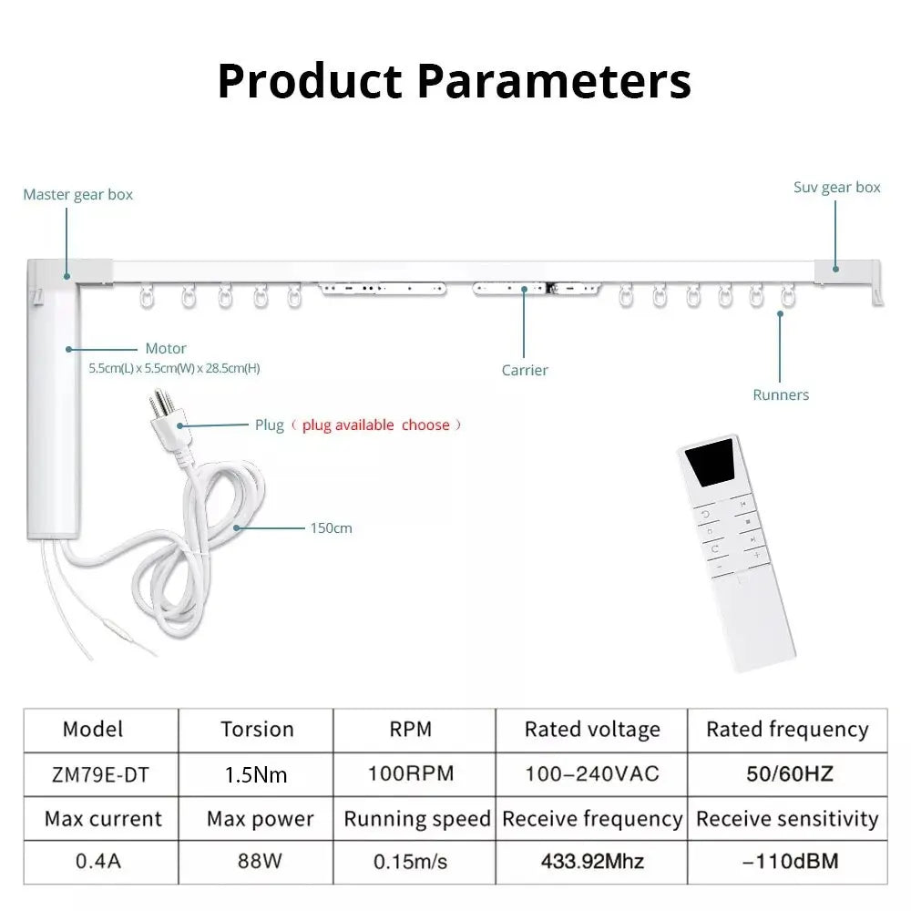 Transform Your Home with the Zemismart WiFi Curtain Motor - Smart Life Compatible Electric Curtain Track with Voice Control and RF Remote