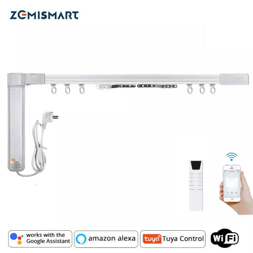 Transform Your Home with the Zemismart WiFi Curtain Motor - Smart Life Compatible Electric Curtain Track with Voice Control and RF Remote