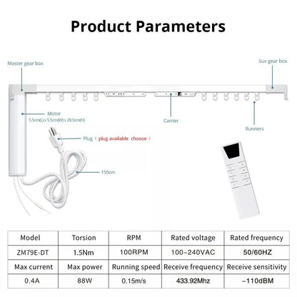 Transform Your Home with the Zemismart WiFi Curtain Motor - Smart Life Compatible Electric Curtain Track with Voice Control and RF Remote